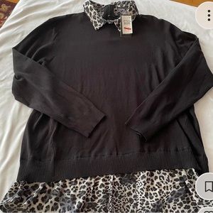 City Chic Sweater with Blouse, Sz L